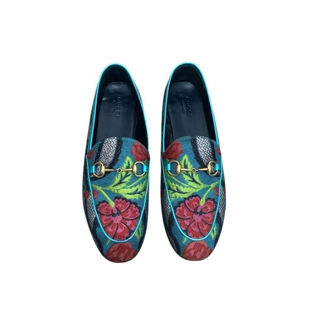 Gucci Horsebit Tapestry Accent Canvas Loafers